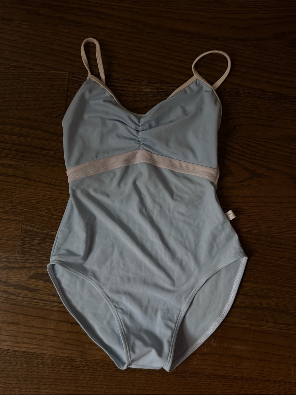 SKY BLUE LEOTARD WITH LACE DETAILING